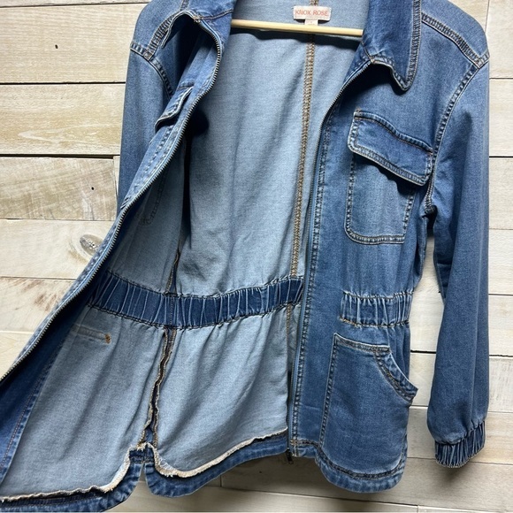 Knox Rose Utility Denim Barn Jacket Blue Long Sleeve Pockets Full Zip Size Small - Picture 5 of 11